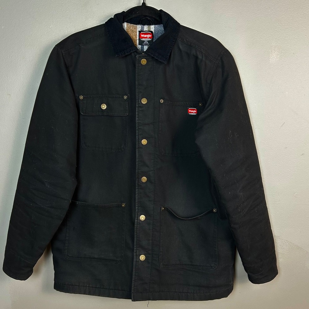 Wrangler Workwear‎ Jacket Chore Coat Mens Small Blanket 90s Black Corduroy Barn